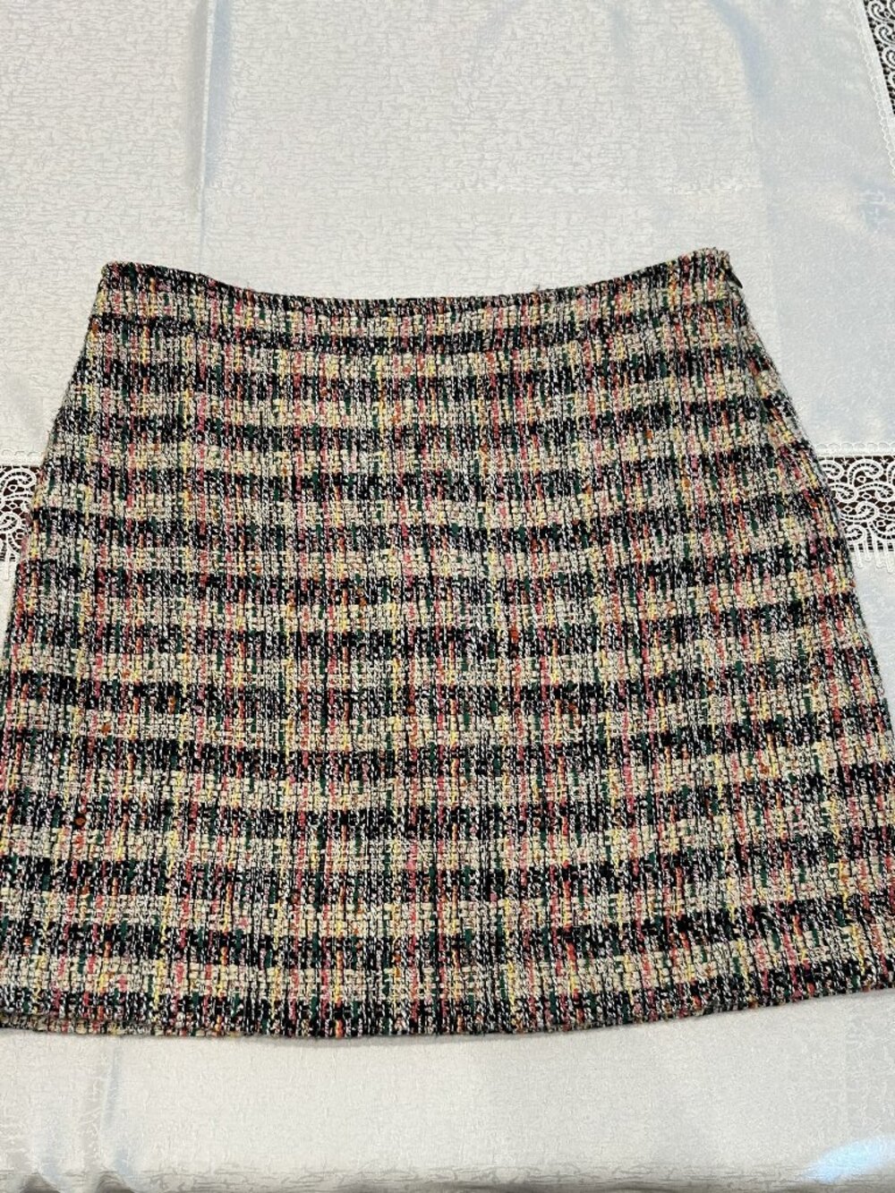 Talbots Multicolor Tweed Plaid A-Line Skirt Fully Lined Size 12